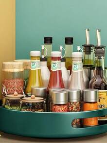 1 件旋转调料架收纳架，调味品和调料收纳盒，适用于厨房柜台，节省空间 - 綠色 - 查看 2