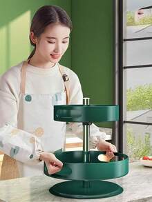 1 件旋转调料架收纳架，调味品和调料收纳盒，适用于厨房柜台，节省空间 - 綠色 - 查看 3