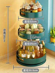 1 件旋转调料架收纳架，调味品和调料收纳盒，适用于厨房柜台，节省空间 - 綠色 - 查看 1