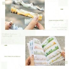 have a good day 1 本书 20 张各种长条背景 PET 和 Washi 贴纸书装饰拼贴卡片材料个性化日记艺术剪贴簿办公室和学校用品 - 1本 - 查看 5