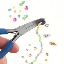 1 件高碳钢压接盖钳，孔径 3.2 毫米，双片簧设计防滑手柄 DIY 串珠首饰工具