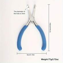 1 件高碳钢压接盖钳，孔径 3.2 毫米，双片簧设计防滑手柄 DIY 串珠首饰工具