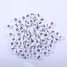500 pièces/1000 pièces Perles à lettres noires rondes blanches en acrylique, perles lâches mixtes A-Z, pour bracelets DIY, colliers, porte-clés, fournitures d'artisanat de bijouterie