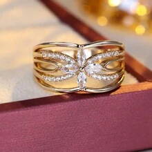 1 件优雅宽款时尚简约精致女士戒指，适合日常佩戴，适合食指 - 戒指 - 查看 14