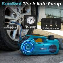Seesii Electric Car Jack, 5 Ton Car Jack Kit, 12V Hydraulic Jack With Electric Impact Wrench And Tire Inflator Pump, Portable Car Jack Kit For SUV MPV Truck Change Tires Garage Repair - màu xanh lá - Xem 4