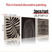 3 件装北欧简约各种几何形状、现代艺术图案、帆布材质、适用于家庭客厅装饰画艺术墙无框画、西式家居装饰、房间海报、极简主义墙面装饰、房间装饰美学、房间装饰用品 - 彩色 - 查看 13