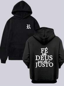Racionais Faith In God That He Is Fair Hoodie Unisex Cold Weather Blouse - 黑色 - 查看 1