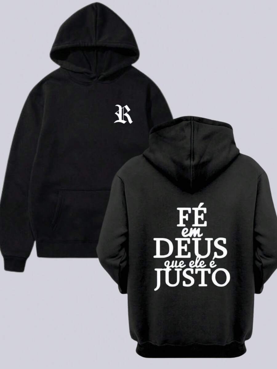 Racionais Faith In God That He Is Fair Hoodie Unisex Cold Weather Blouse - 黑色 - 查看 1