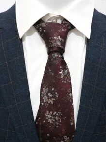 1 件花卉轻质商务休闲时尚涤纶领带，适合所有季节男士领带