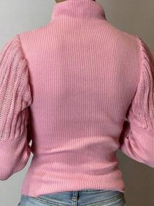 Cacharrel Women's Knit Blouse Long Sleeve Princess Turtleneck Winter - Màu Hoa hồng đỏ - Xem 2