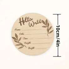 1 tấm thẻ/album ghi chép quá trình phát triển của bé bằng gỗ tùy chỉnh, đạo cụ chụp ảnh trẻ sơ sinh Hello World, miếng gỗ tự nhiên, kích thước: 10x10cm/3,94in hoặc 15x15cm/5,91in - màu gỗ - Xem 2