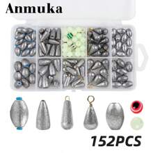 152 件钓鱼铅坠套装：包括岸坠、管状铅坠、锥形铅坠，适用于德克萨斯钓组、卡罗莱纳钓组，适用于淡水和咸水鲈鱼钓具配件 - 彩色 - 查看 2