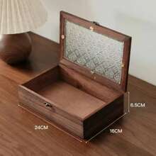 1 Peça Caixa de Armazenamento de Vidro com Tampa de Madeira Vintage, Organizador de Mesa, Caixa de Exibição e Armazenamento de Joias