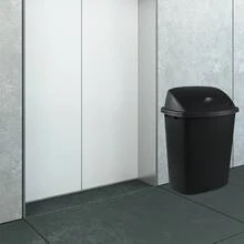 10 Gallon Plastic Kitchen Waste Bin With Swing Top, Set Of 4 Plastic Tall Garbage Bin With Swing Lid, Black - Black - View 4