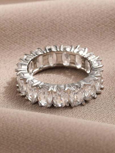 1 Pc Elegant Ellipse CZ Rings For Women Girl Crystal Ring Birthday Bridal Dress-Up Female Festivals Jewlelry Gift