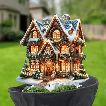 1pc 2D Charming Gingerbread House Christmas Desktop Display - Acrylic, Multi-Purpose Holiday Decor With Pedestal