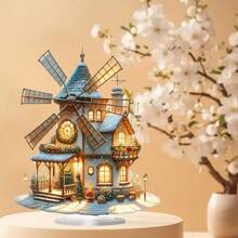 Charming Gingerbread House Christmas Tabletop Display - Acrylic, Versatile Holiday Decor With Stand Best Gifts - Grey - View 5