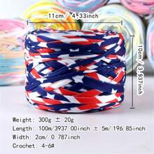 Sợi len nhuộm màu cho áo phông, 300g/bộ, 109,36 yard, nhiều màu, polyester, sợi len ruy băng thủ công DIY - Thích hợp cho chăn, đệm, búp bê, gối trang trí, đồ dùng đan móc - Nhiều màu - Xem 10