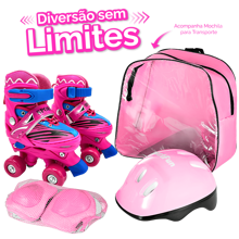 JustFun Children's Quad Skates With 4 Wheels, Girl's Complete, Adjustable, Pink, 29 To 32 + Protection Kit - Pink - View 3