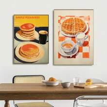 1 szt. Vintage Food Poster Eggs Bacon Spaghetti Pancakes Seafood Cheese Canvas Painting Wall Art Picture Kitchen Restaurant Home Decor No Frame