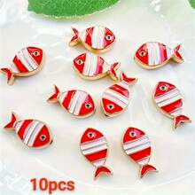 10 mặt dây chuyền giọt dầu hình cá nhiều màu DIY thủ công, dùng làm vòng tay, hoa tai, vòng cổ, phụ kiện trang sức bằng hợp kim - cá nhỏ - Xem 16