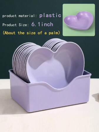 1 件/5 件/10 件塑料心形小零食托盘（6.1 英寸），适用于糖果、水果、家庭和派对使用，可重复使用、厨房、圣诞礼物