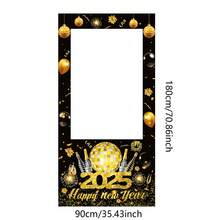 1.8*0.9m 黑色和金色背景窗帘，带脸部镂空，2025 主题派对新年装饰品，摄影亭摄影道具 - 彩色 - 查看 4