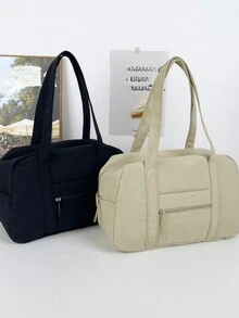 高品质手提包和单肩包，女士时尚休闲大容量旅行包旅行收纳包旅行装备机场旅行用品衣服行李包圣诞礼物创意女士女孩圣诞礼物送给妈妈生日礼物妈妈朋友感恩节感谢礼物 - 黑色 - 查看 2