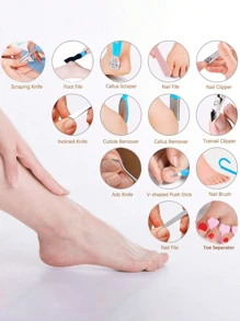 Pedicure Kit Feet Scrubber Dead Skin Remover Foot File  Pedicure Tools For Men Women Kids Home Salon Spa Callus Removing Set Stainless Steel Foot Rasp Foot Care Cleaner Nail Clipper