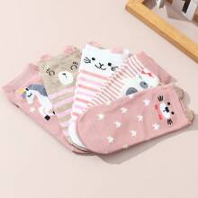 5 双女孩猫咪、小马和蝴蝶结印花踝袜套装 - 彩色 - 查看 8