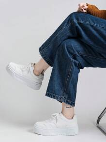 2025 Spring New Style Casual Shoes For Women, Ladies Platform Shoes, White Shoes, Comfortable Sneakers, Student Sports Shoes Increase Height By 5cm, Suitable For Short Women - White - View 4