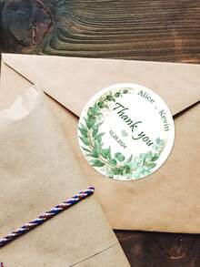 个性化圆形标签贴纸定制姓名日期感谢贴纸适用于新娘送礼会派对礼物 - 彩色 - 查看 3