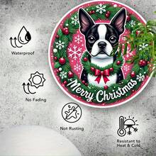 7.8 X 7.8 英寸波士顿梗花园主题金属圆形标牌，非常适合室内/室外装饰、花环、家庭、酒吧、车库、咖啡厅和花园墙壁艺术 - 农舍节日礼物，随机孔位放置 - 彩色 - 查看 9