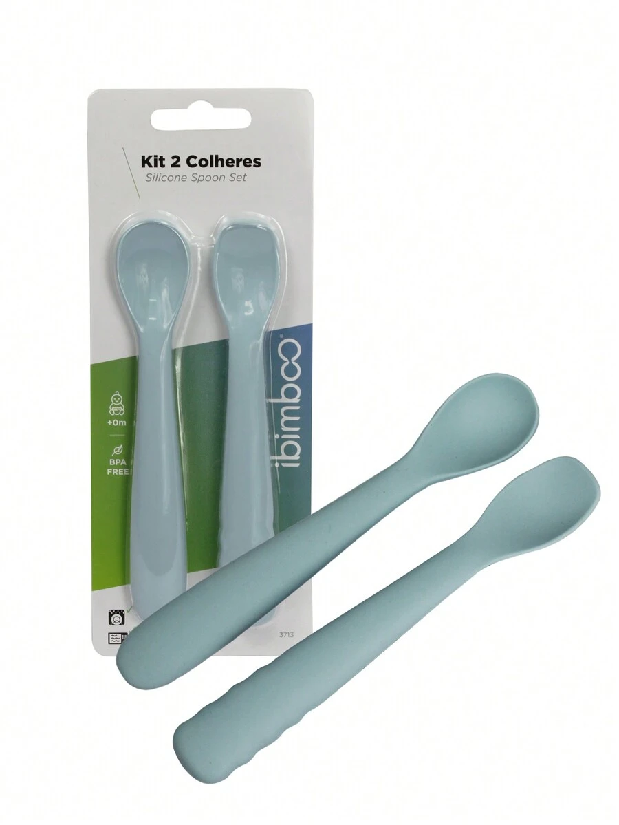Ibimboo Blue Silicone Baby Cutlery Set 2 Spoons - 藍色 - 查看 1