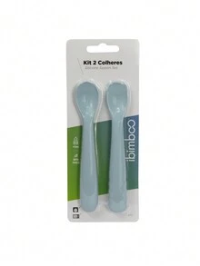 Ibimboo Blue Silicone Baby Cutlery Set 2 Spoons - 藍色 - 查看 3