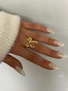 1pc Elegant Bowknot Design Open Ring For Women Valentines,Mom,Mother,Mother's Day,Gift