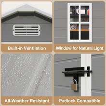 Bealife 6x4ft Outdoor Storage Shed,  Waterproof Resin Sheds Storage With Floor Window Lockable Door  For Patio Backyard Lawn Pool - Grey - View 7