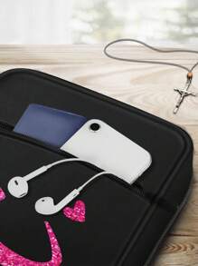 1 件圣经袋，首字母印刷 A-Z，圣经封面，圣经架，便携整理袋，带拉链和口袋，适用于标准尺寸圣经袋，用于圣经学习，圣经封面，花卉圣经盒，带手柄圣经袋，非常适合成人女性男性圣经学习（黑色）（拉链位置随机） - 黑色 - 查看 6