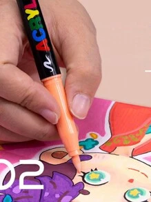 Soft-Head Skin Color Acrylic Marker Waterborne Odorless 12 Color /24 Color/Flesh Color Body Painting Washable Painting Pen Professional Multi-Color Painting Graffiti Marker - Multicolor - View 4