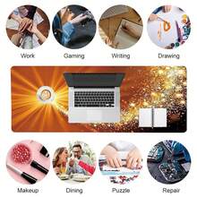 金色光芒鼠标垫闪光星星大号桌垫办公桌配件带缝边防滑鼠标垫橡胶底座桌垫 35.4x15.7 英寸适用于家庭办公室礼物送给朋友女士 - 彩色 - 查看 5
