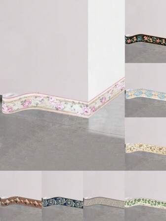 1 卷 2 米/78.7 英寸玫瑰叶藤蔓花卉图案浪漫特殊设计踢脚线贴纸、地板密封贴纸、自粘地板踢脚线贴纸用于家庭装饰、PVC 材料腰线贴纸、极简主义现代风格墙贴、贴纸、墙贴花、乙烯基贴花用于家庭装饰、春季装饰品刷新您的家、拉玛装饰贴纸