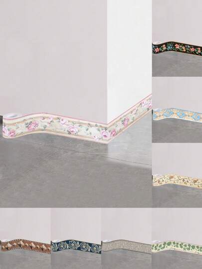 1 卷 2 米/78.7 英寸玫瑰叶藤蔓花卉图案浪漫特殊设计踢脚线贴纸、地板密封贴纸、自粘地板踢脚线贴纸用于家庭装饰、PVC 材料腰线贴纸、极简主义现代风格墙贴、贴纸、墙贴花、乙烯基贴花用于家庭装饰、春季装饰品刷新您的家、拉玛装饰贴纸