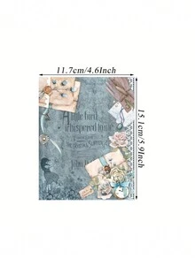 8 张复古女孩主题剪贴簿纸、蓝色复古女孩和书籍主题剪贴簿用品、工艺纸、垃圾日记本纸、子弹日记本剪纸纸、卡片制作 - 彩色 - 查看 2