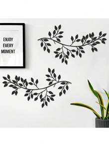 2pcs 30cm Metal Leaf Wall Decor, Vine Olive Branch Leaves Wall Art Sculpture, Home Decoration For Living Room & Bedroom, Home Decor, Room Decor, Wall Decor Gifts Birthday Graduation