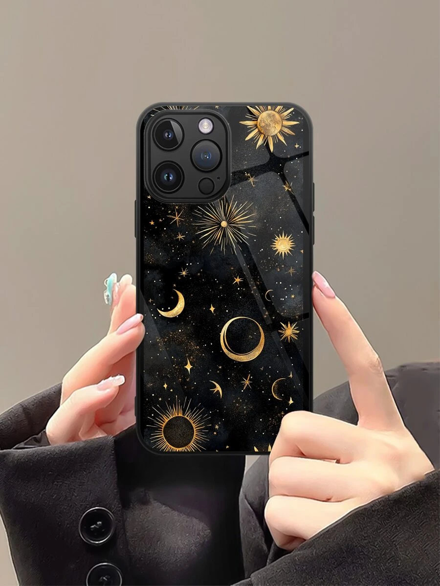 1个黄色日月星辰高清玻璃手机壳，兼容 16 Pro Max/16 Pro/16 Plus/16、A55/A54/S24/S24 Plus/S24 Ultra/S24 FE/S25/S25 Plus/S25 Ultra、Pixel 9/9 Pro/9 Pro XL等型号，防水防震防摔防刮，国际版，非国内版。 - 彩色 - 查看 1