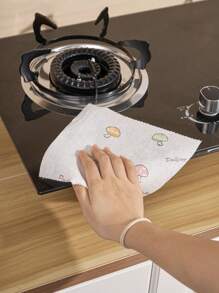 60 pièces 1 rouleau Torchon jetable de cuisine à impression aléatoire, torchon à vaisselle, lingettes anti-adhérentes, torchon dégraissant, fournitures de nettoyage ménager, multifonctionnel, anti-adhérent, absorbant, peut être utilisé pour le nettoyage à sec et humide