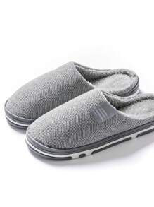 Pantuflas de interior para mujeres, estilo de etiqueta sólida, pantuflas de dormitorio antideslizantes y esponjosas, pantuflas de piso, pantuflas de piel para hombres y mujeres, para otoño/invierno