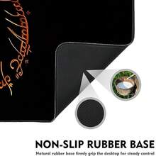 1 件文字设计鼠标垫黑色大号桌垫办公桌配件带缝边防滑鼠标垫橡胶底座桌垫 35.4x15.7 英寸适用于家庭办公室男士礼物 - 彩色 - 查看 6