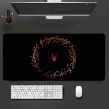 1 件文字设计鼠标垫黑色大号桌垫办公桌配件带缝边防滑鼠标垫橡胶底座桌垫 35.4x15.7 英寸适用于家庭办公室男士礼物 - 彩色 - 查看 4