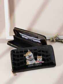 Customizable Printed Image, Name, Signature Couples Crocodile Leather Multi-Card Slots Wallet, Long Wallet, Valentine's Day, Mother's Day Gift, Birthday Gift Wallets For Women, Local, New Year Glamour